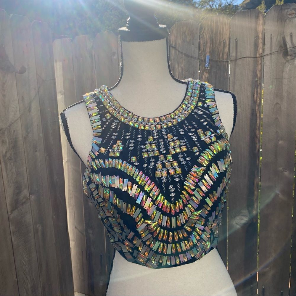 Bebe beaded cropped top size 0
